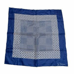 Jean Caseeere Square Scarf Womens Blue Geometric Border Print Neck Head Cover